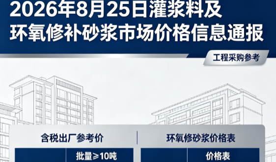 普宁2026年8月25日灌浆料及环氧修补砂浆市场价格信息通报